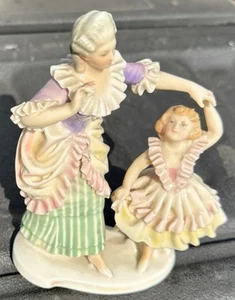 Karl ENS Germany Antique Porcelain Figurine Mother & Daughter Woman Girl Dancing - Picture 1 of 4