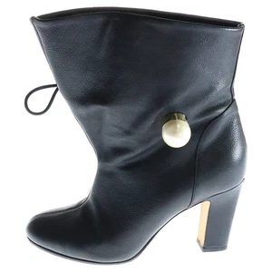 Jimmy Choo Bethanie Big Pearl Leder Kurzabsatz Stiefel Damen Schwarz - Bild 1 von 6