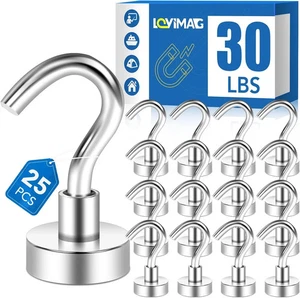 LOVIMAG 30lbs Magnetic Hooks, Strong Rare Earth Magnet Hooks for Cruise, Kitchen - Picture 1 of 9