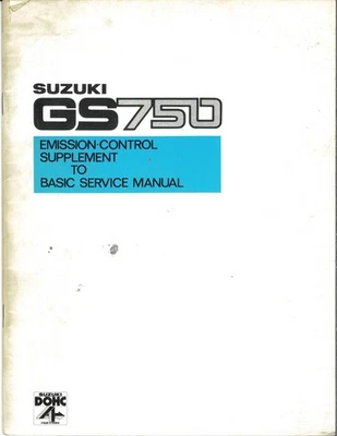 Руководство по обслуживанию Suzuki Emission-Control Supplement - GS750 - 1978 - Изображение 1 из 4
