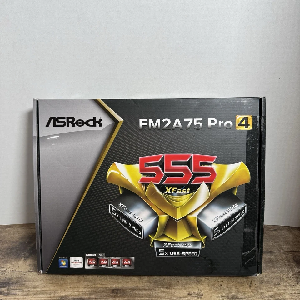 ASRock Motherboard FM2/AMD A75 FCH/DDR3/SATA3&USB3.0/A&V&GbE/ATX, FM2A75 PRO4 - Image 1 of 4