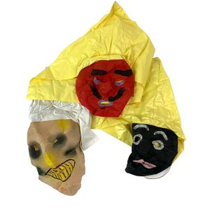 Juego de tres máscaras de Halloween de goma de papilla de queso hechas a mano vintage años 50 60 - Imagen 1 de 10