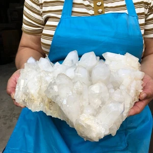 12.47LB Large Natural White Clear Quartz Crystal Cluster Rough Healing Specimen - Picture 1 of 16