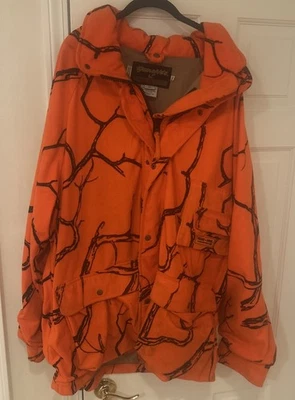 Vintage Gamehide Blaze Orange Camo Hunting Jacket – Heavy Fleece  XXL With Hat - Image 1 of 4