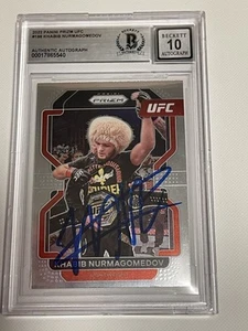 Khabib Nurmagomedov Signed UFC 2022 Panini Prizm Card IP Slabbed Beckett BAS a - Picture 1 of 3