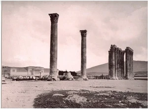 Grèce.Greece.Athènes Temple de Zeus.Photo grand format 22,2x29,8cm. Albumen.1880 - Picture 1 of 3