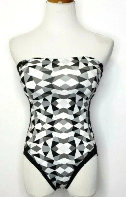 Traje de baño de una pieza Calvin Klein para mujer negro blanco gris talla 6 Foto 1 de 3