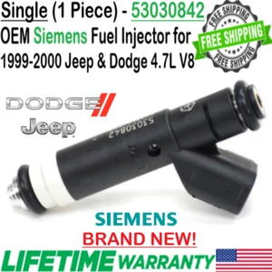 NEW Genuine Siemens x1 Fuel Injector For 1999-2000 Dodge & Jeep 4.7L V8 53030842 - Picture 1 of 9