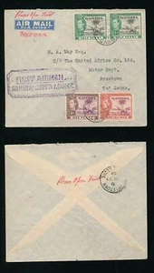 GAMBIA 1938 FIRST AIRMAIL to SIERRA LEONE HANDSTAMP - Picture 1 of 3