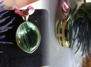 SCHMUCK-STCK FLUORIT ANHÄNGER SOGNI D'ORO CALLA VERDURE 375 GOLD NEU 833 - Picture 1 of 1
