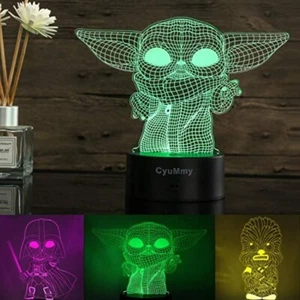 Star Wars Ilusión 3D 16 Colores Luz Nocturna - 3 Personajes (Yoda/Vader/Chewbacca) - Imagen 1 de 8