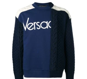 Versace Vintage Logo Split Sweatshirt and Wool Sweater Size 54 - Picture 1 of 12