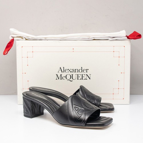 Alexander McQueen Seal sandalo al polpaccio nero tacco taglia 39 (9 US)