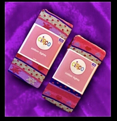 2 pares de medias de punto de algodón Circo para niña talla 7-10 rosa, púrpura, nuevas con etiquetas Foto 1 de 4