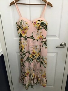 Chance & Destiny Womens Pink Floral Spaghetti Straps High Low Hem Sundress M - Picture 1 of 7