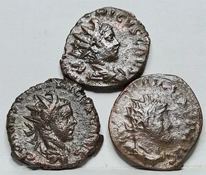 Rom Antik Lot 3x TETRICUS I & II AE Antoninianus Pietas Barbarisch Gallisch #E34 - Bild 1 von 6