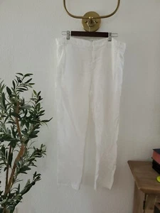 JOHNNY WAS CALME WHITE Straight Leg LINEN Button Up PANTS SZ Xlarge - Picture 1 of 8
