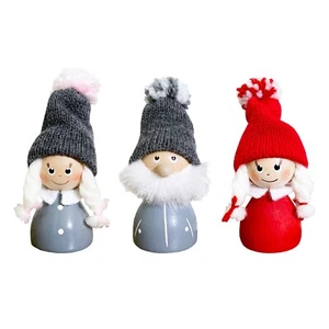 Nórdico Tomte Santa Figura Pom Sombrero 4" Navidad Gnomo Madera Elfo - Imagen 1 de 19