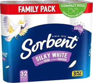 Sorbent 3PLY Silky White Toilet Paper - 32 Pack - Picture 1 of 7