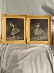Pair of Vintage Carina Ballet Dancer Ballerina Framed Lithographs Wall Art Print - Picture 1 of 10