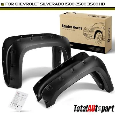 4x Fender Flares for Chevrolet Silverado 1500 07-13 Silverado 2500 HD Front&Rear - Image 1 of 4