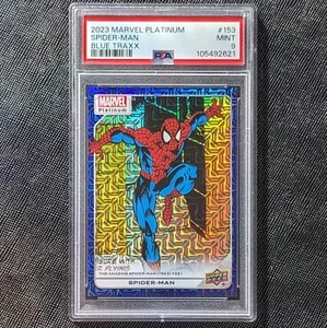 2023 Upper Deck Marvel Platinum Blue Traxx #/499 #153 Spider-Man PSA 9 NM - Picture 1 of 2