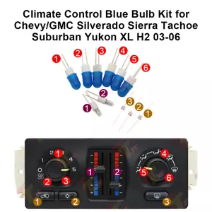 For Chevy/GMC Silverado Sierra Tachoe Suburban Climate Control Blue Bulb Kit - Picture 1 of 9