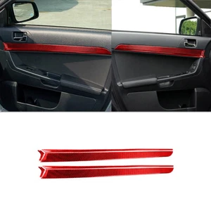 6Pcs/set For Mitsubishi Lancer 2008-2015 Red Carbon Fiber Door Panel Cover Trim - Zdjęcie 1 z 12