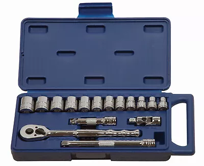 WILLIAMS INDUSTRIAL 16pc 8 - 19mm, 3/8" Drive, 6 Point, Chrome Shallow Socket & Drive Set Williams