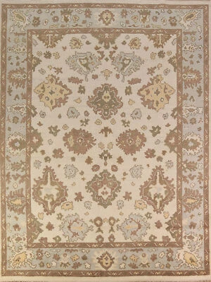 Authentic Hand-Knotted Oushak Indian Large Rug 8x10 ft Carpet - Image 1 of 4
