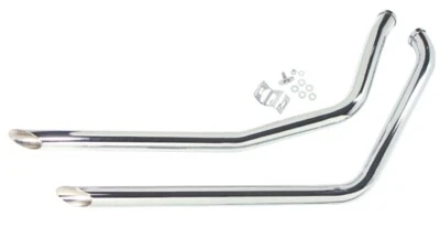 Chrome Slash Cut 2" Drag Pipes Exhaust For 86-06 Harley Softail FLST FXST 90025 - Image 1 of 2