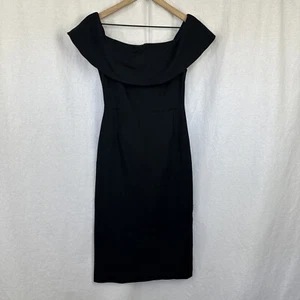 Aritzia Babaton Ruslan Off Shoulder Black Pencil Midi Dress Women’s Size 8 Event - Picture 1 of 11