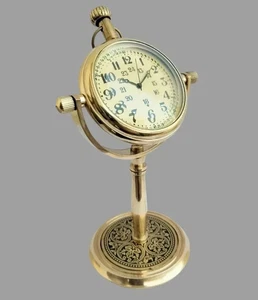 Brass Nautical Desk Clock – Vintage-Style Table Clock – Maritime Office Decor - Picture 1 of 4