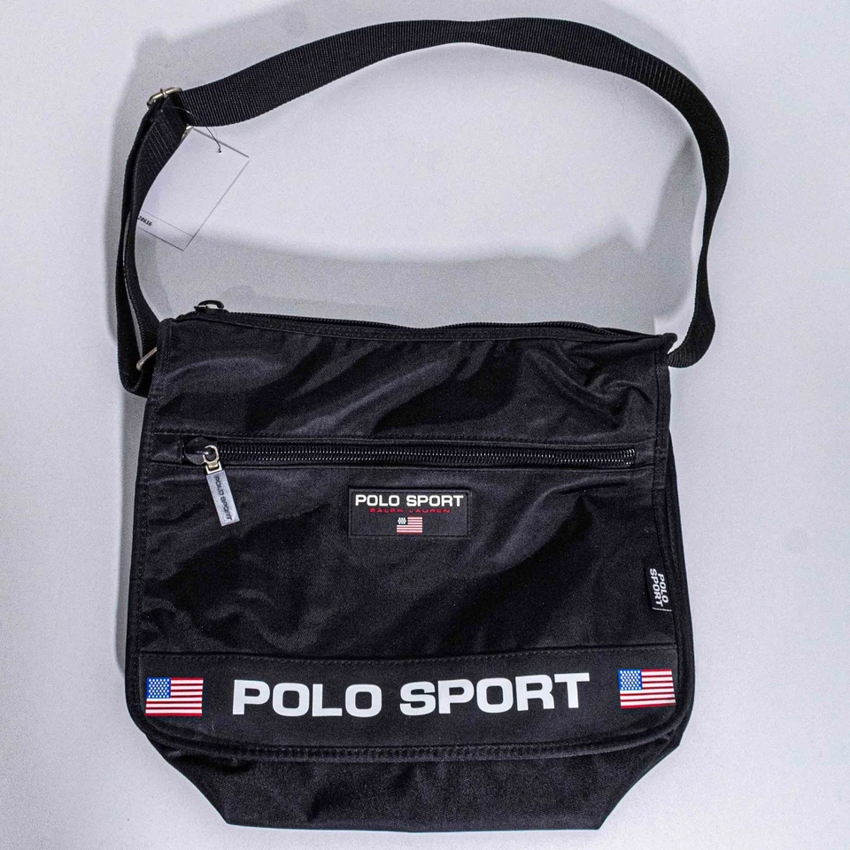 Bolsa de ombro Polo Sport Ralph Lauren bandeira lateral vintage anos 90 streetwear - Imagem 1 de 4