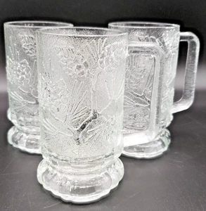 Vintage Tiara Ponderosa Bierkrüge Klar Pressglas 5,5" 3er Set Bargeschirr - Bild 1 von 5