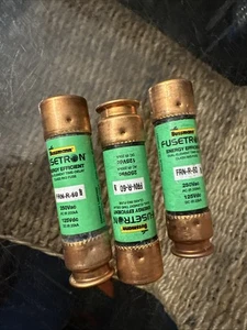 Cooper Bussmann FRN Series Brass 60 Amp 250-Volt Fusetron Time Delay Fuse 3 Each - Picture 1 of 8