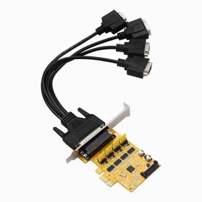 PCI E To 4 Port RS232 Serial Port DB9 Adapter Converter Card SATA Power Supply - Image 1 of 4