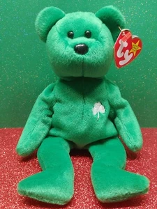 Ty Erin el oso irlandés - Beanie Baby - 1997 verde con felpa de trébol de 9"". Nuevo con etiquetas - Imagen 1 de 9