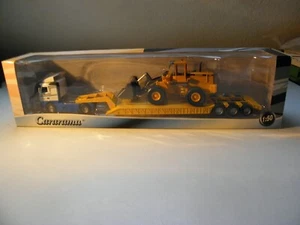 Cararama Volvo FH12 mit Schwerlast Tieflader und Volvo L150C Radlader 1/50 - Foto 1 di 20