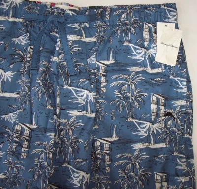 NWT Tommy Bahama Blue/White/Black PALM TREES Woven Pajama/Lounge Pants Men's S - Image 1 of 4