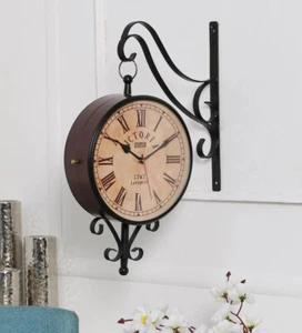 Antique double sided railway station clock, unique dual face platform timepiece - Picture 1 of 3