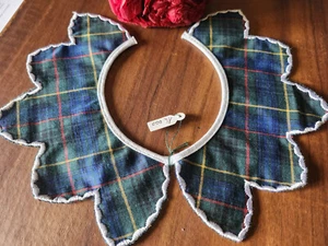 Ancien petit col écossais bord satiné blanc enfant bébé poupée B7-56 - Picture 1 of 4