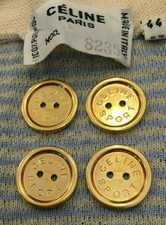 Celine Paris GOLD BUTTONS Vintage 7/8" Logo CELINE SPORT 4 pieces MINT