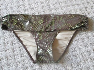 Victoria Secret Swim Snakeskin Snake Print Bottoms  Rare Gold Green XS - Picture 1 of 3