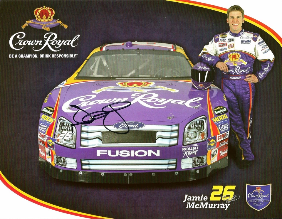 Postal firmada automática 8,5x11 de Jamie McMurray Crown Royal NASCAR RACING 2007 Foto 1 de 1