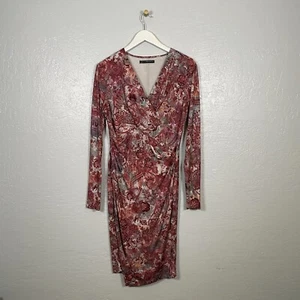 Peruvian Connection Women M Maroon Red Ariana Faux Wrap Dress Paisley Print - Picture 1 of 10