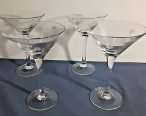 Set of 4 Martini High End Clear w/ Frosted Polka Dots 7"x 5" / 6oz - Picture 1 of 8