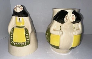 RARE VTG Kitchen Witch Peasant Ceramic Pitcher Jug & Utensil Holder Baba Yaga - Picture 1 of 9