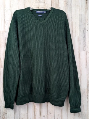 Suéter Polo de Golf Ralph Lauren De Colección Para Hombres XL Mezcla de Alpaca Verde Grueso Tejido Cuello en V Foto 1 de 4