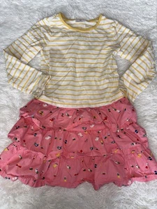 Hanna Andersson girls sz. 130 yellow striped pink bird design dress. *Nt. desc* - Picture 1 of 8
